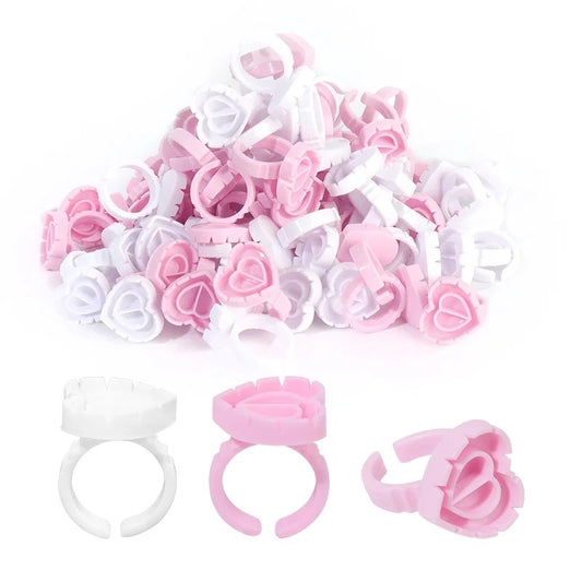 Miosh Eyelash Adhesive Cups 100 PCS - Heart Eye Lash Extensions Glue Holder